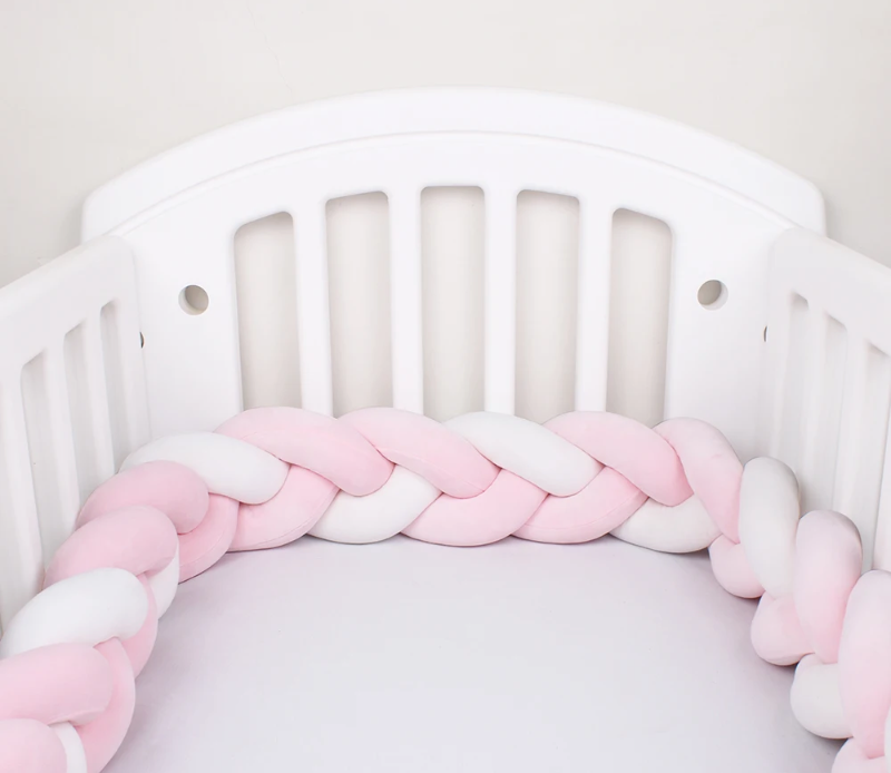 Tresse de Lit Bébé - Rose & Blanc