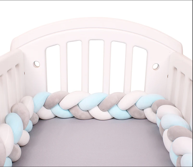 Tresse de Lit Bébé - Bleue Blanche Grise