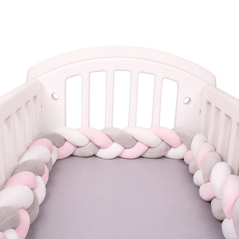 Tresse de Lit Bébé - Rose Gris & Blanc