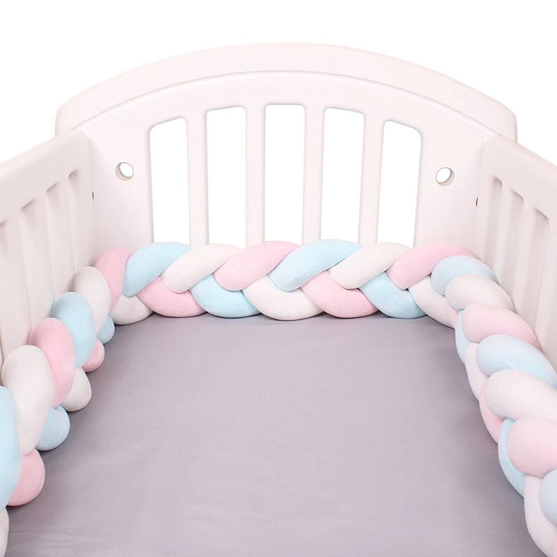 Tresse de Lit Bébé - Blanc Bleu & Rose