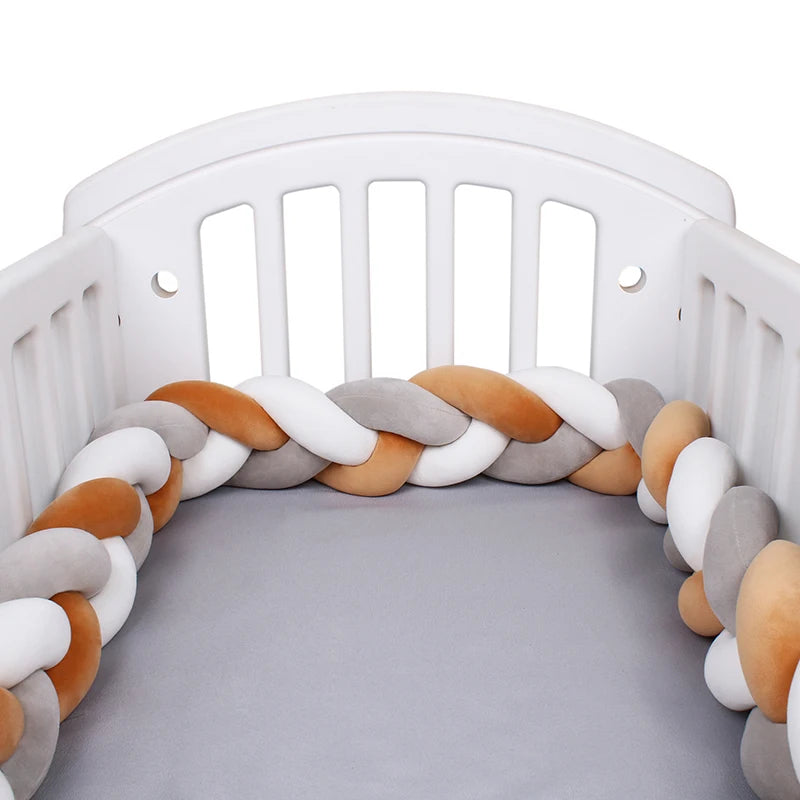 Tresse de Lit Bébé - Marron, Blanc & Gris